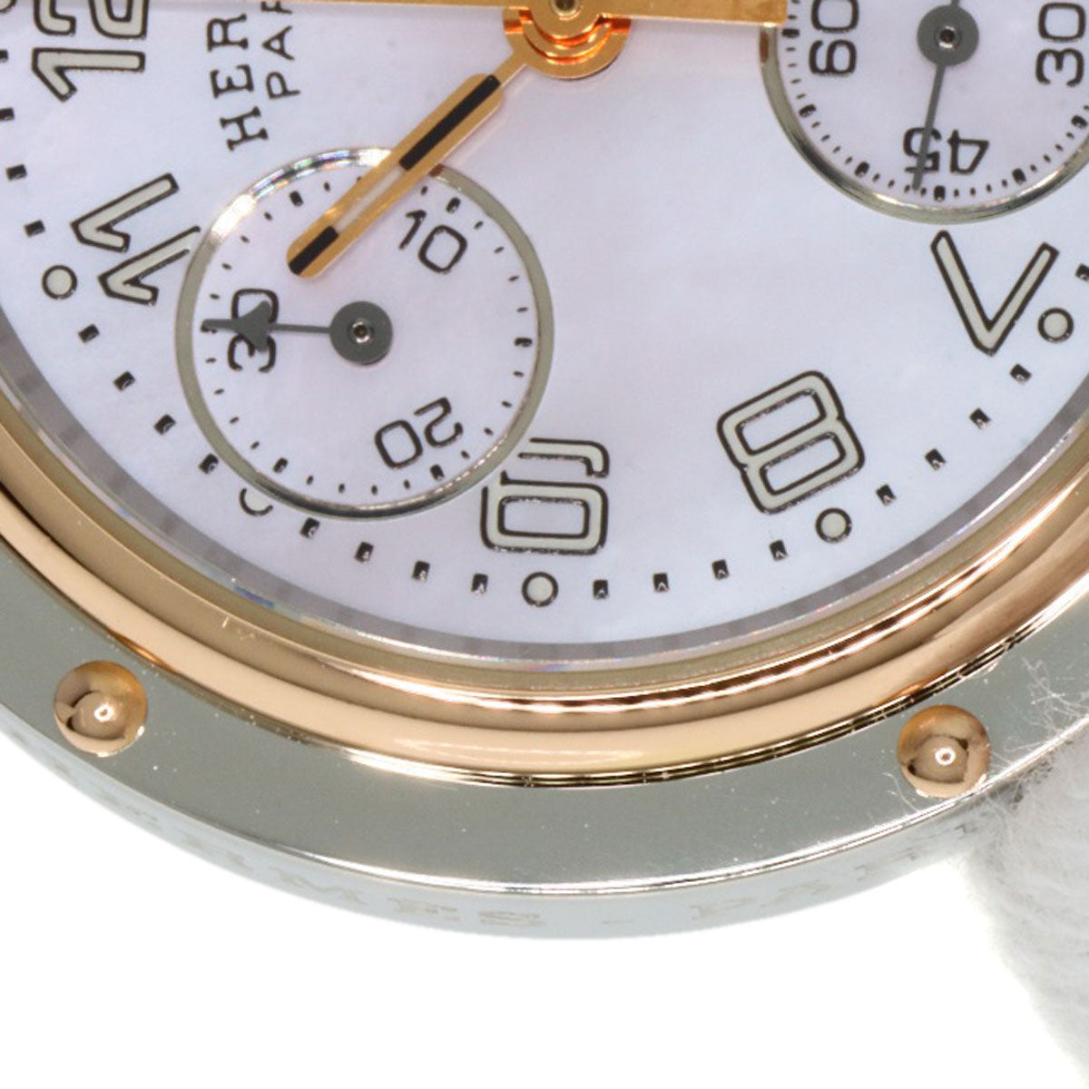 HERMES Clipper Chronograph New Buckle Watches CL1.321 Stainless Steel/SSxPGP Ladies