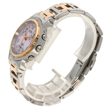 HERMES Clipper Chronograph New Buckle Watches CL1.321 Stainless Steel/SSxPGP Ladies