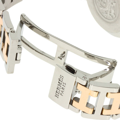 HERMES Clipper Chronograph New Buckle Watches CL1.321 Stainless Steel/SSxPGP Ladies