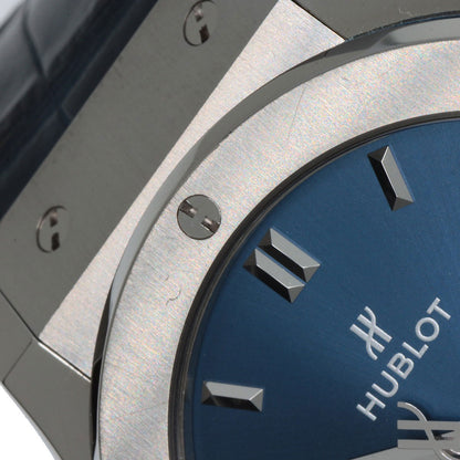 HUBLOT Classic Fusion Titanium Blue Watches 542.NX.7170.LR Titanium/Rubber mens