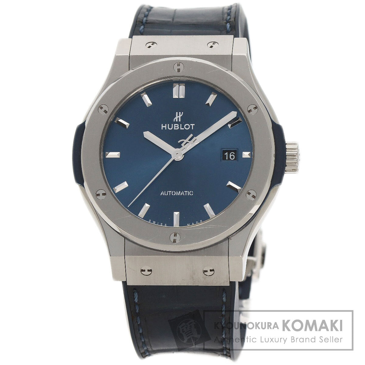 HUBLOT Classic Fusion Titanium Blue Watches  542.NX.7170.LR Titanium/Rubber mens