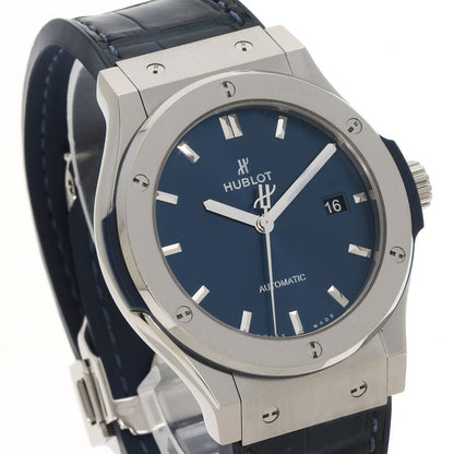 HUBLOT Classic Fusion Titanium Blue Watches  542.NX.7170.LR Titanium/Rubber mens