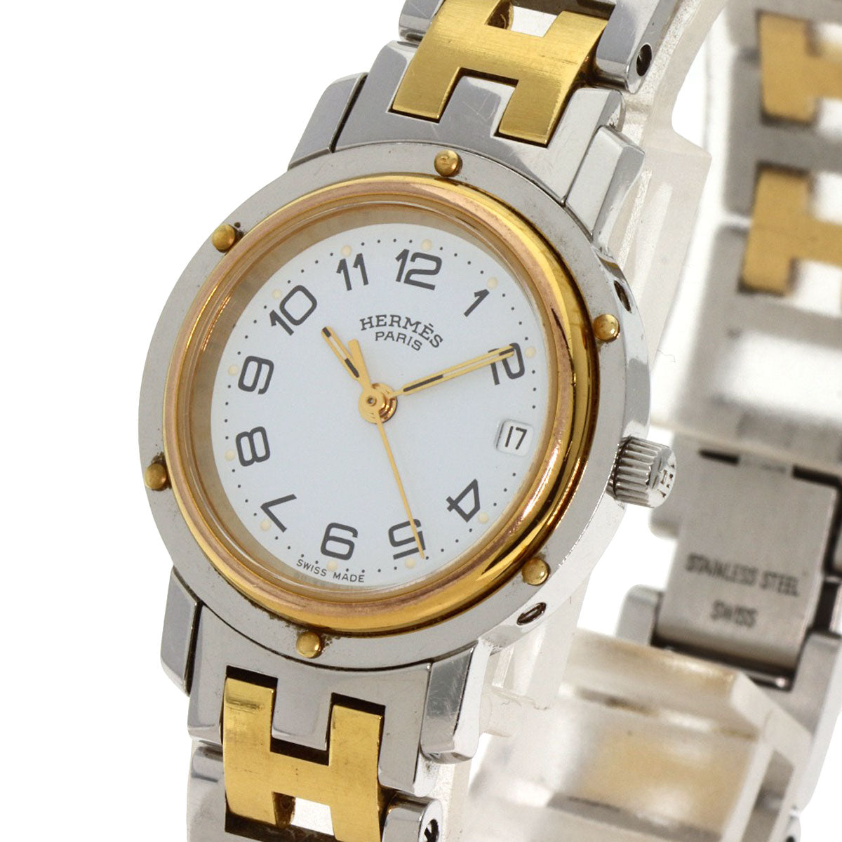 HERMES Clipper old type Watches CL3.240 Stainless Steel/SSxGP Ladies