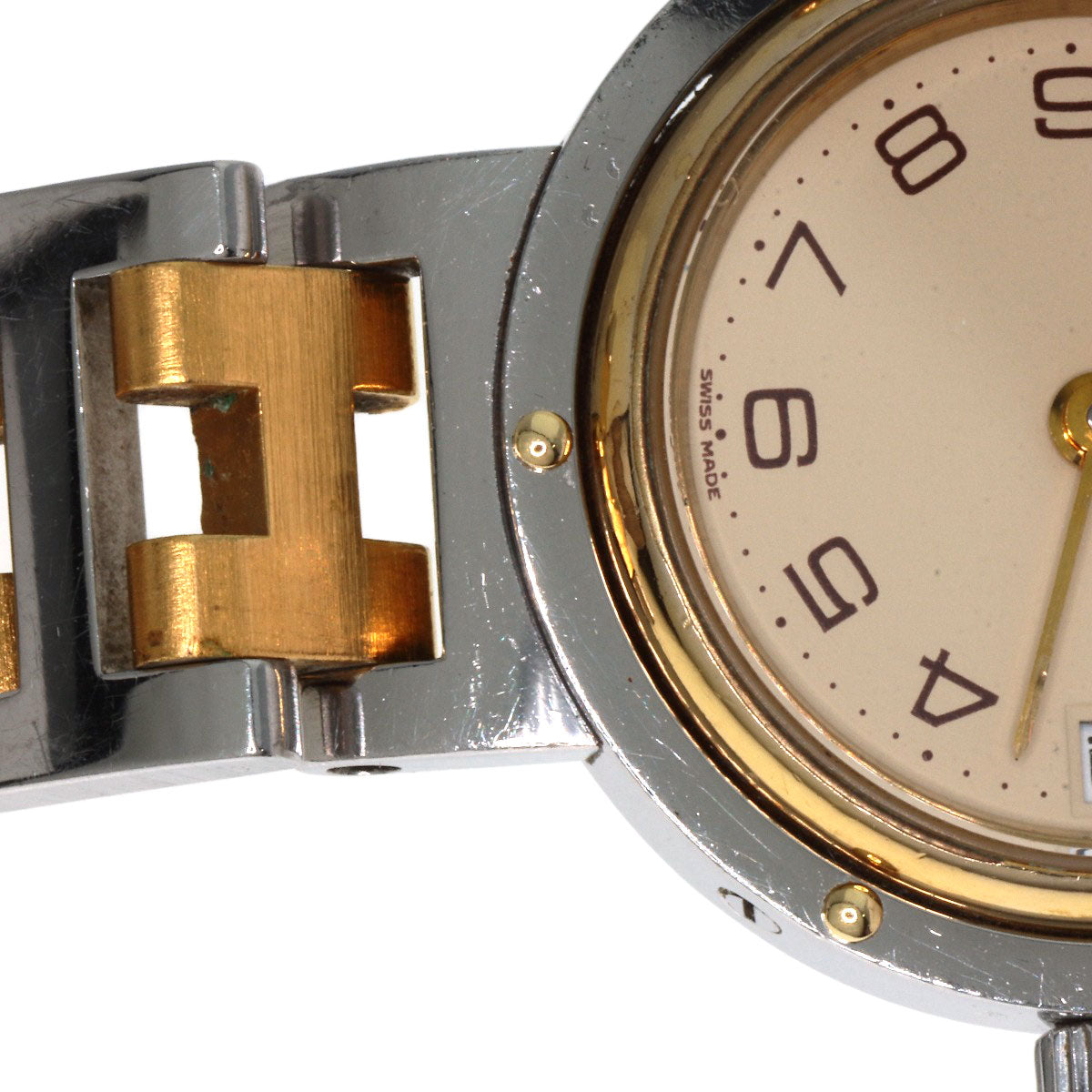 HERMES Clipper Old Belt Watches  Stainless Steel/SSxGP Ladies