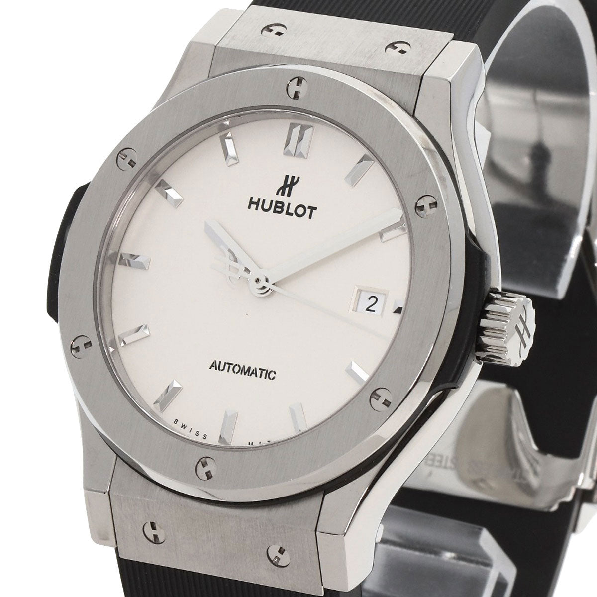 HUBLOT Classic Fusion Titanium Opaline Watches 542.NX.2611.RX Titanium/Rubber mens