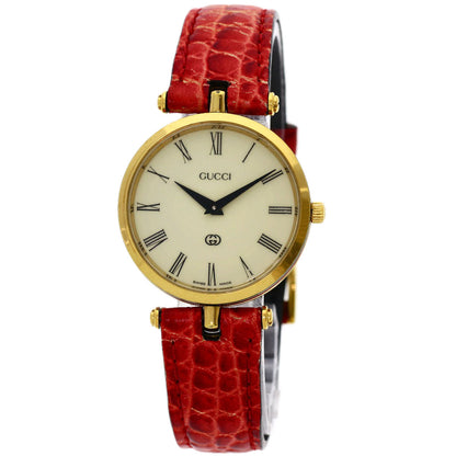 GUCCI Sherry line Watches Gold Plated/Leather Ladies