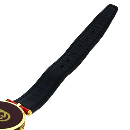 GUCCI Sherry line Watches Gold Plated/Leather Ladies