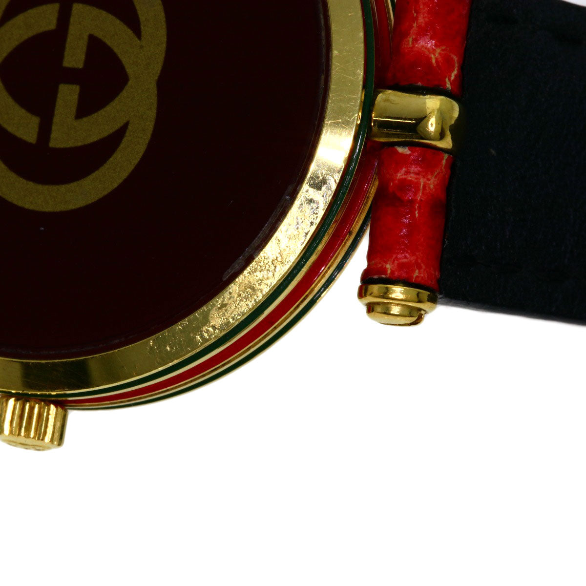 GUCCI Sherry line Watches Gold Plated/Leather Ladies