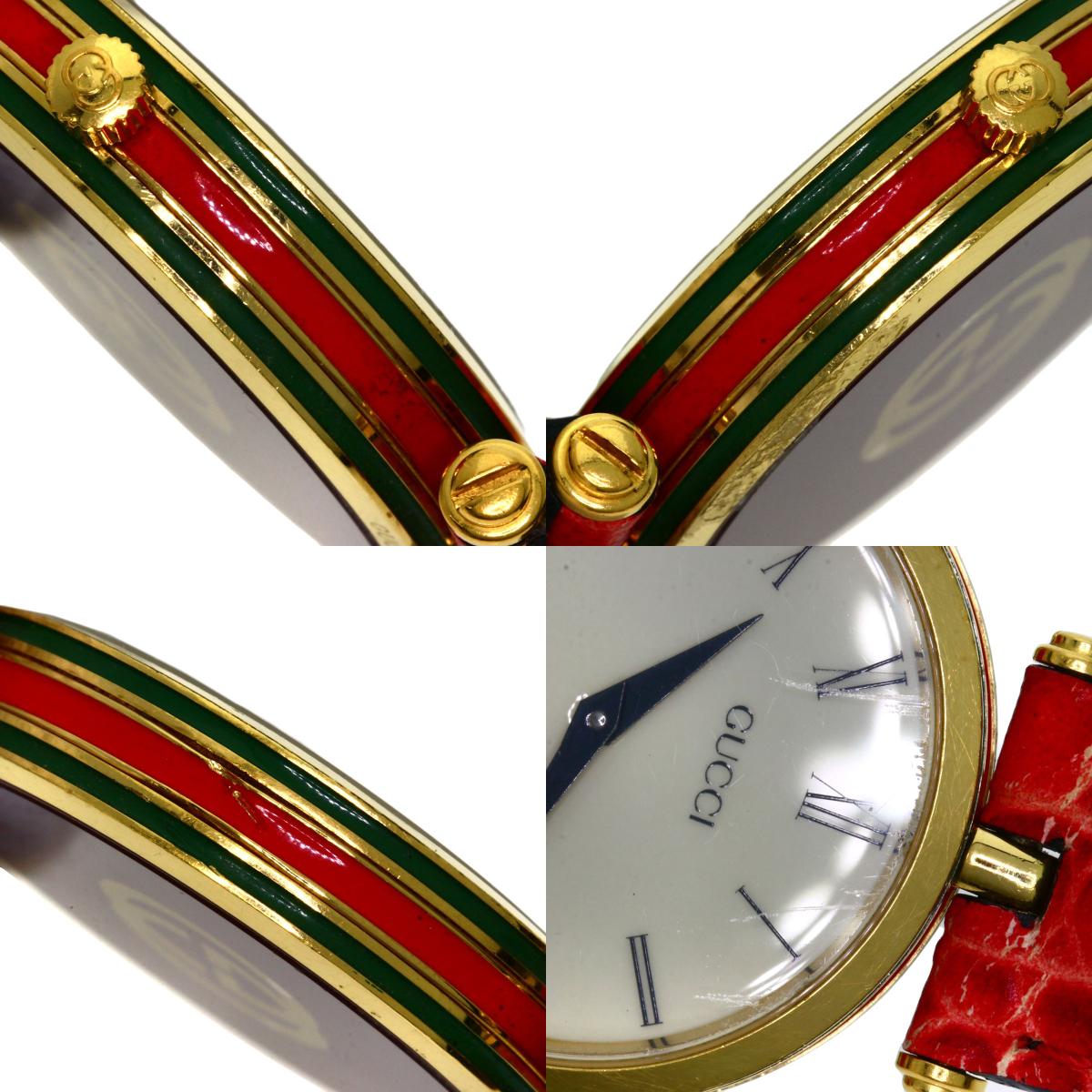 GUCCI Sherry line Watches Gold Plated/Leather Ladies