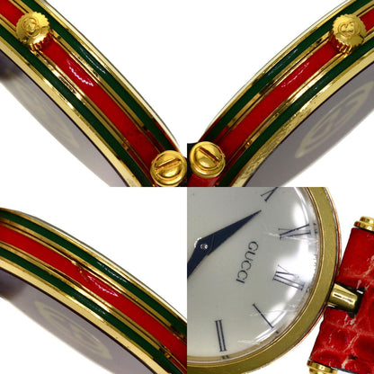 GUCCI Sherry line Watches Gold Plated/Leather Ladies