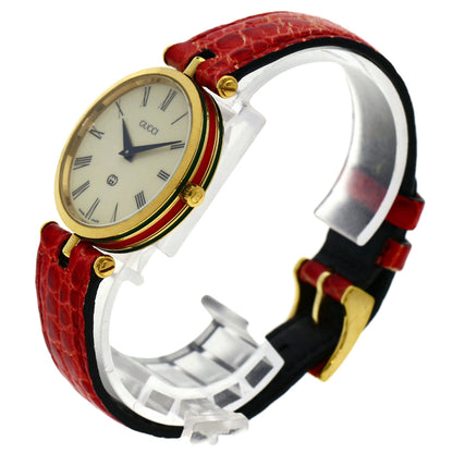 GUCCI Sherry line Watches Gold Plated/Leather Ladies