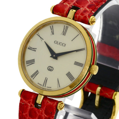 GUCCI Sherry line Watches Gold Plated/Leather Ladies