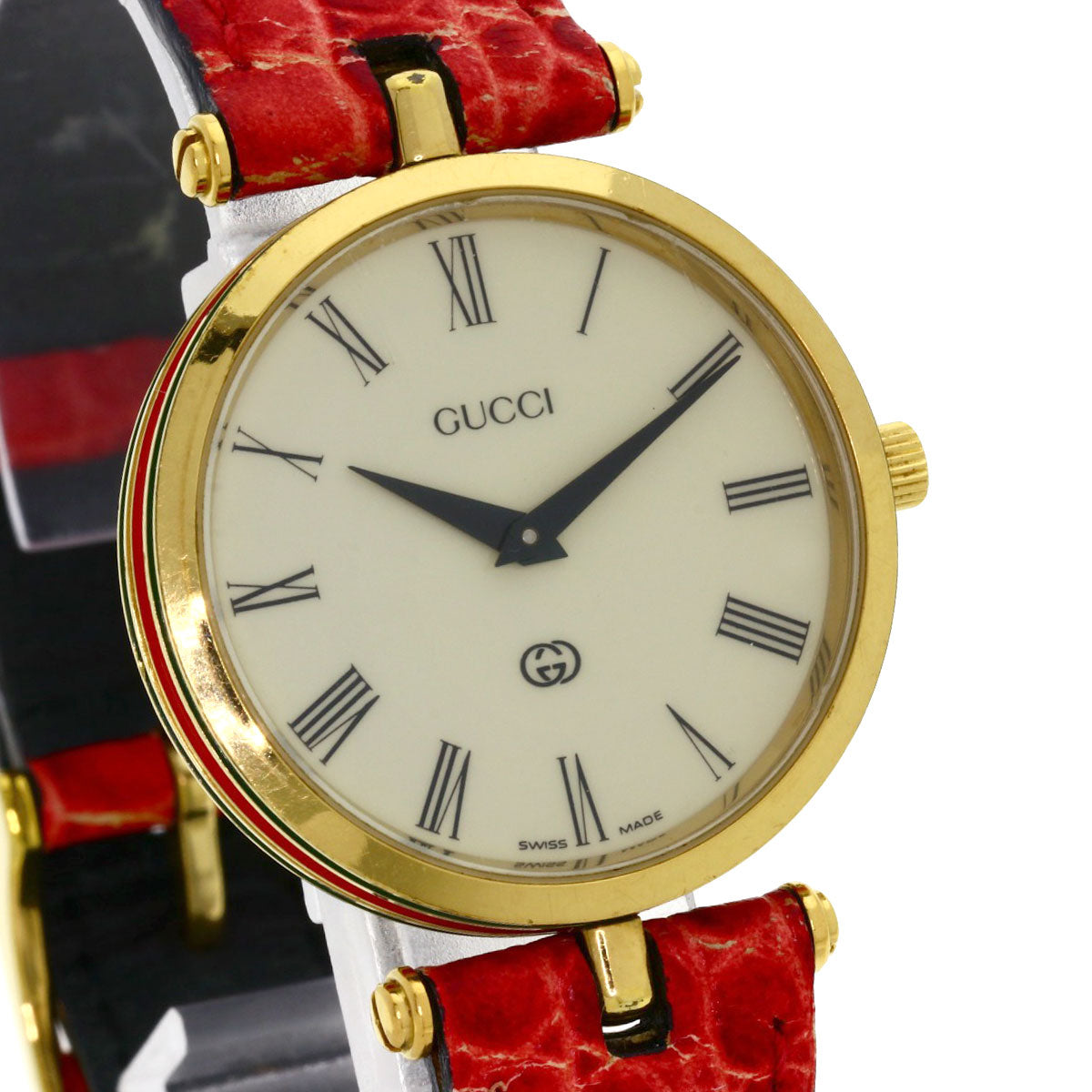 GUCCI Sherry line Watches Gold Plated/Leather Ladies
