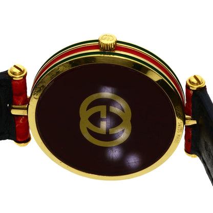 GUCCI Sherry line Watches Gold Plated/Leather Ladies