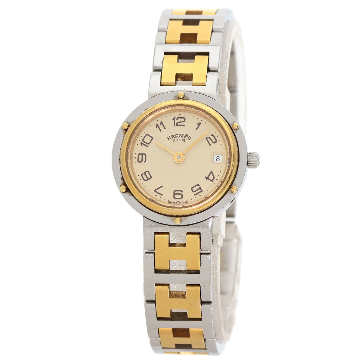 HERMES Clipper Watches Stainless Steel/SSxGP Ladies