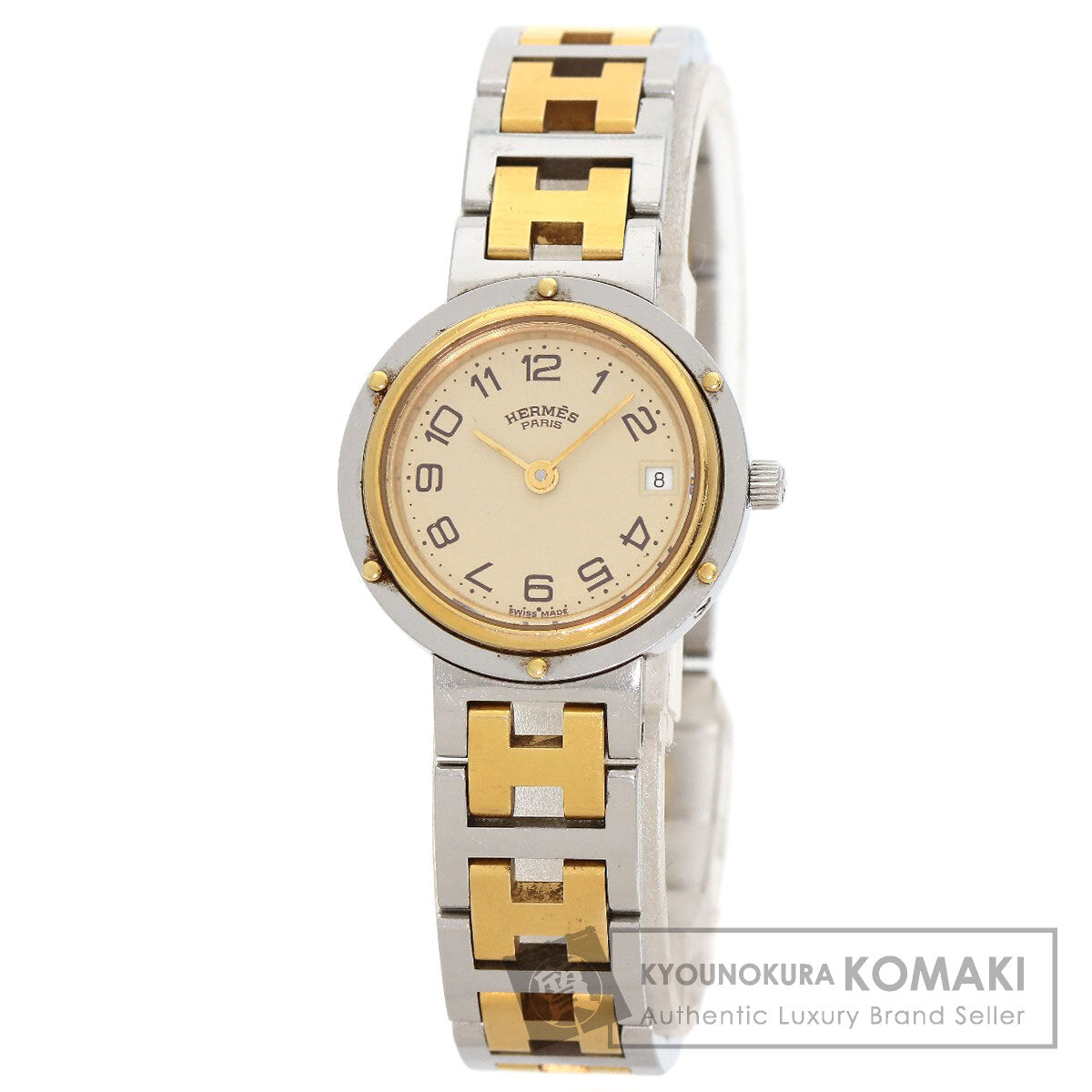 HERMES Clipper Watches Stainless Steel/SSxGP Ladies
