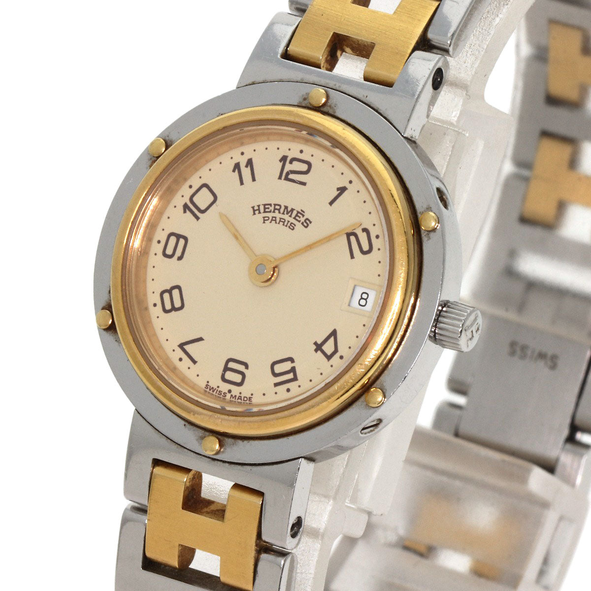 HERMES Clipper Watches Stainless Steel/SSxGP Ladies