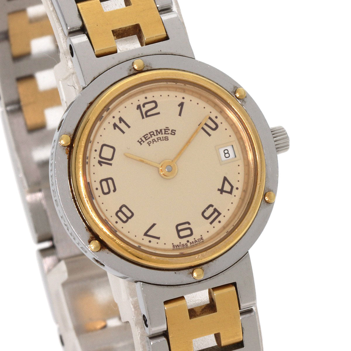 HERMES Clipper Watches  Stainless Steel/SSxGP Ladies