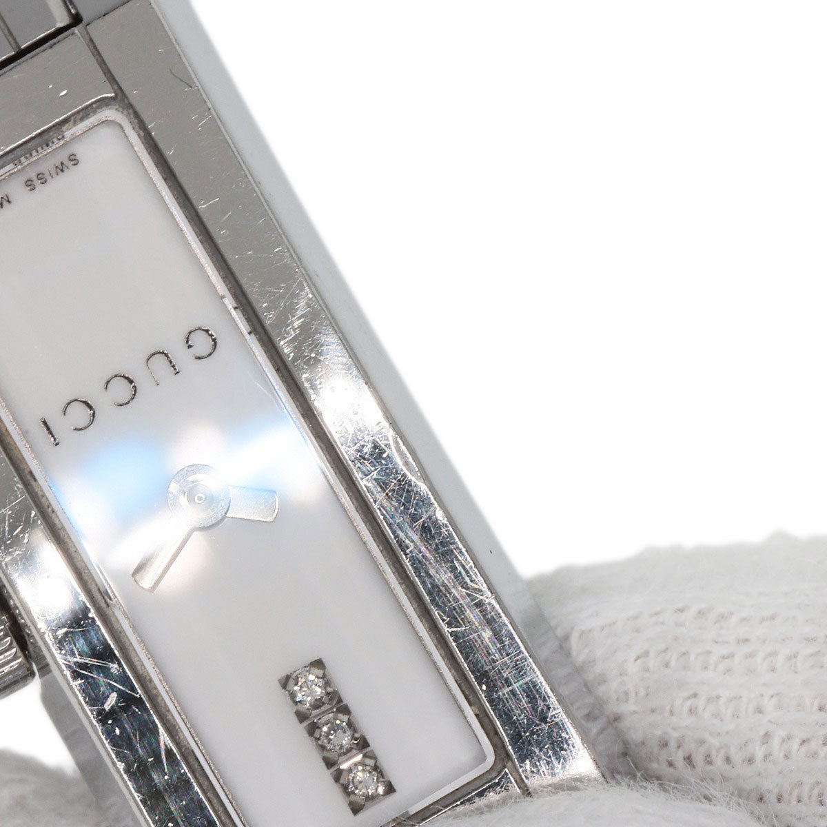 GUCCI Square Face 3P Diamond Watches 110 Stainless Steel/Stainless Steel Ladies