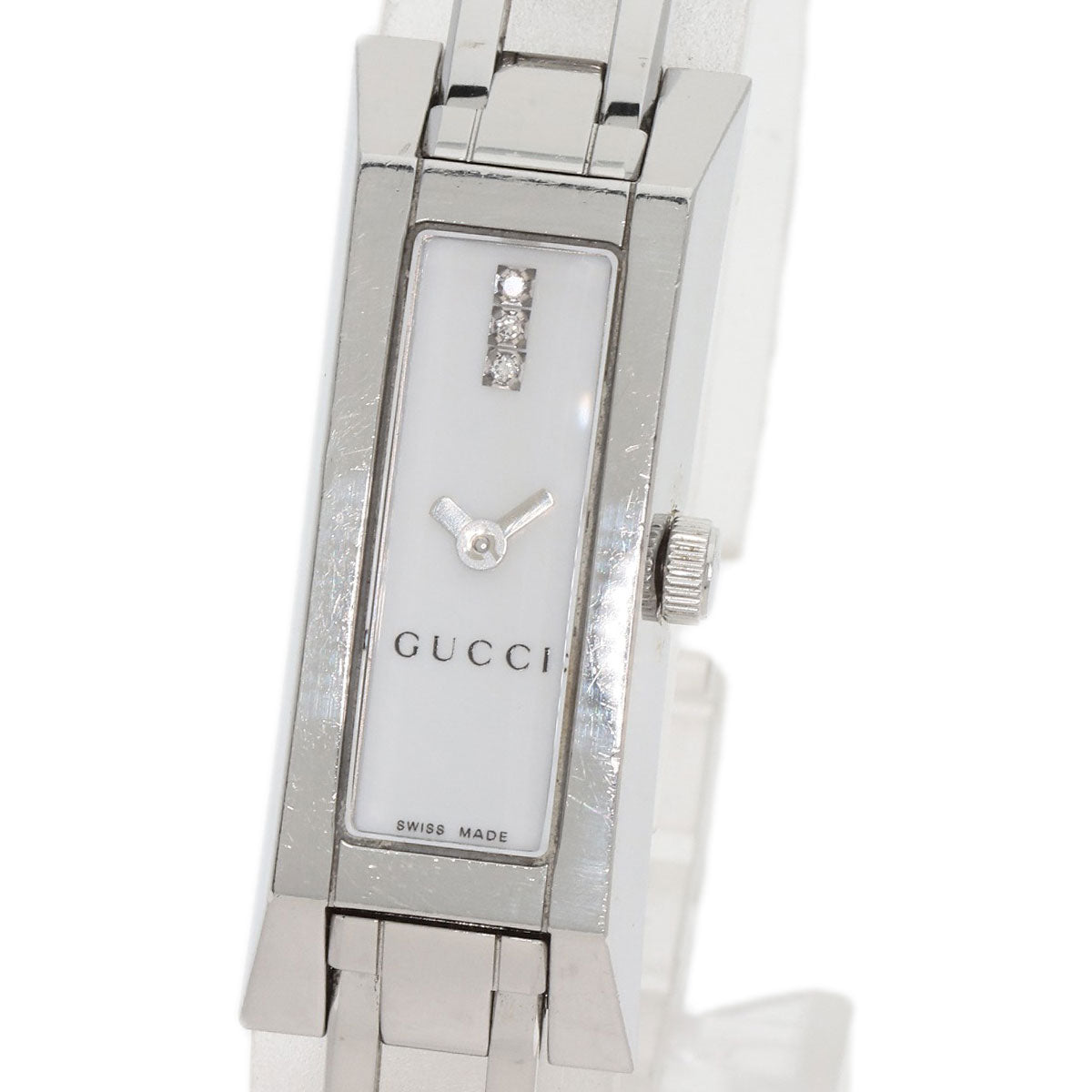 GUCCI Square Face 3P Diamond Watches 110 Stainless Steel/Stainless Steel Ladies