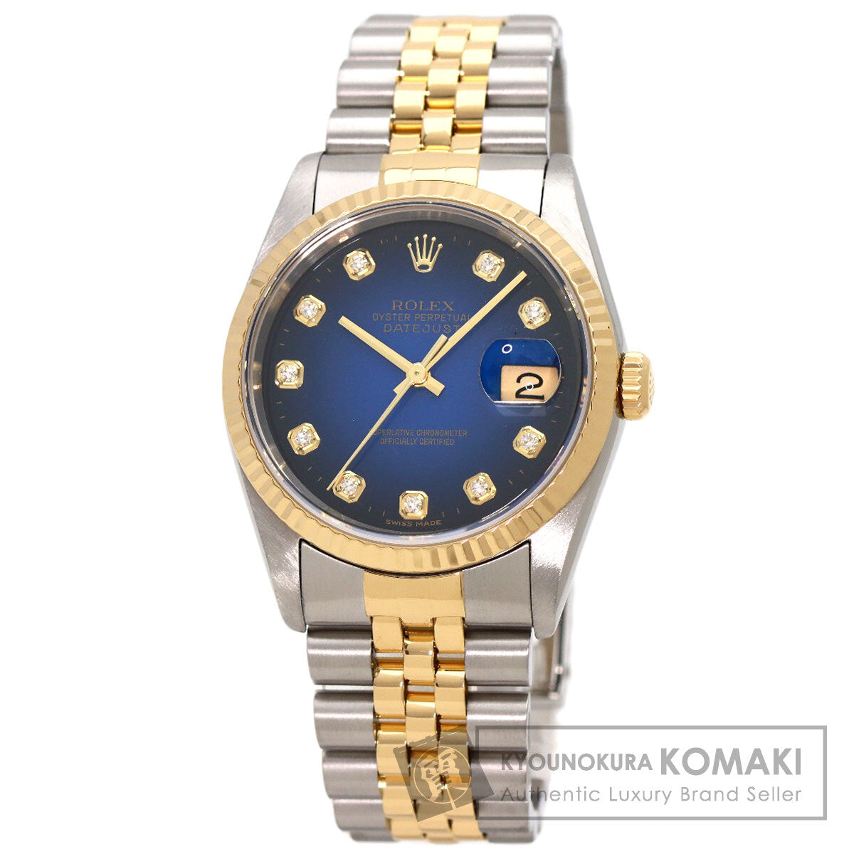 ROLEX Datejust 10P Diamond Blue Gradation Watches 16233G Stainless ...