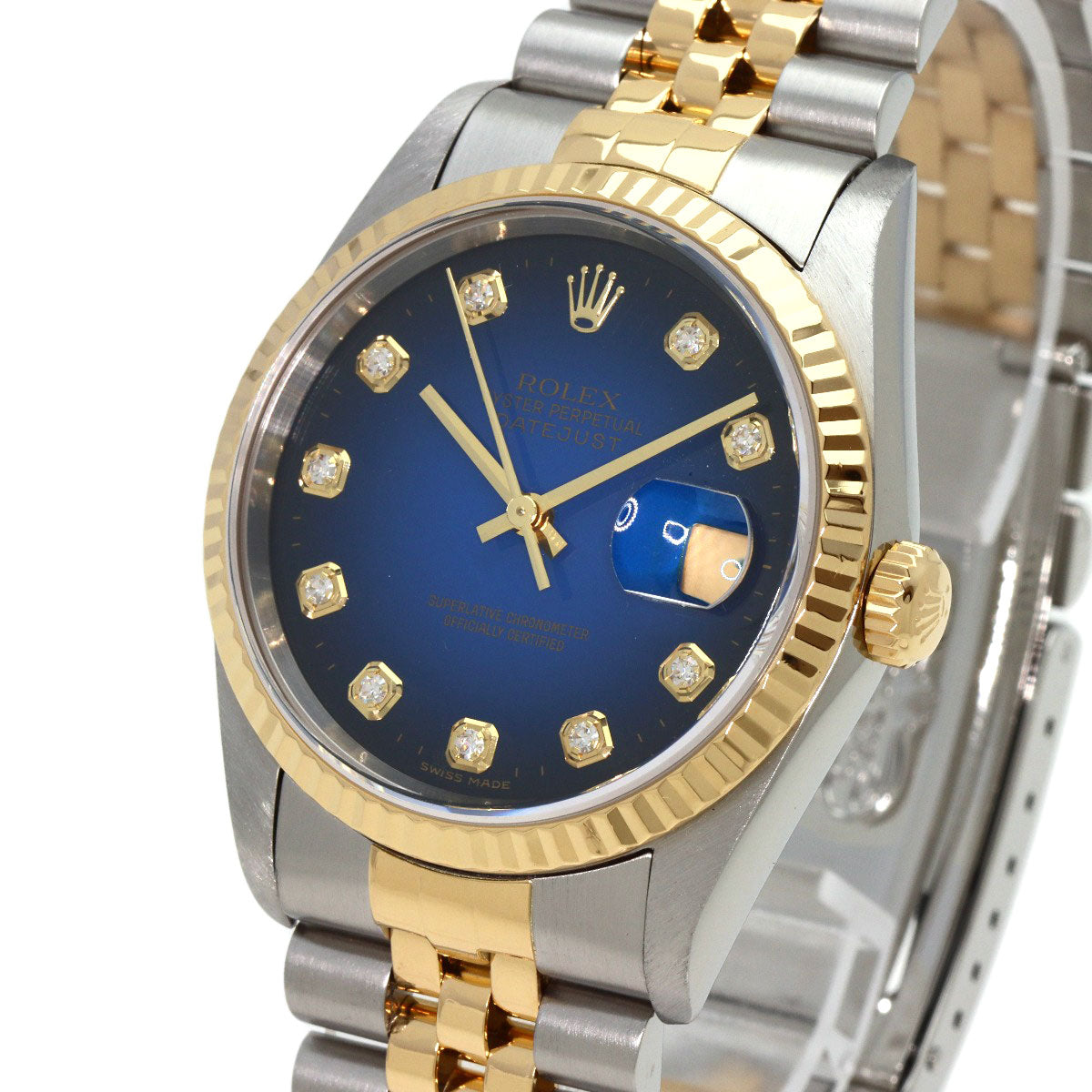 ROLEX Datejust 10P Diamond Blue Gradation Watches 16233G Stainless Steel/SSxK18YG mens