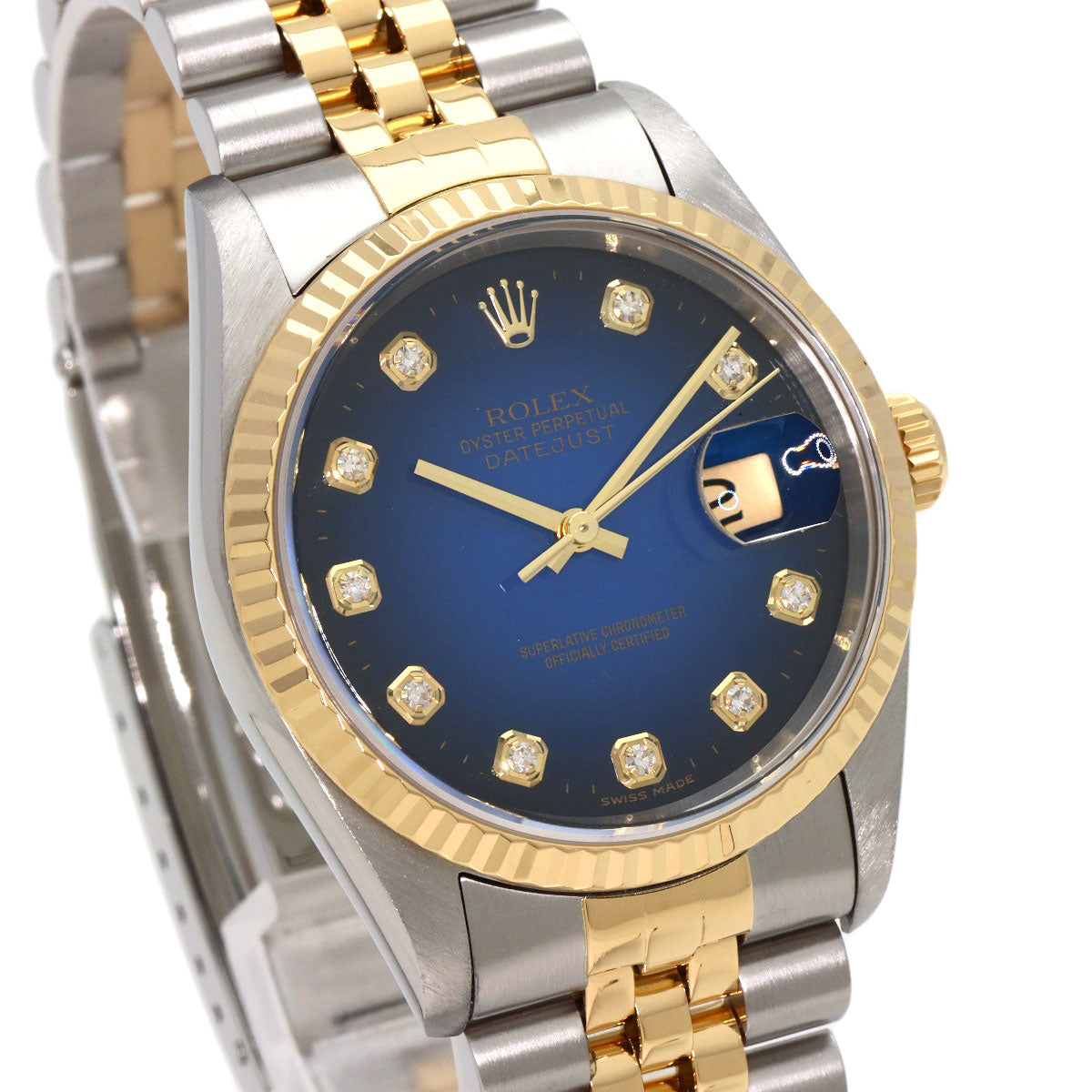 ROLEX Datejust 10P Diamond Blue Gradation Watches 16233G Stainless Steel/SSxK18YG mens