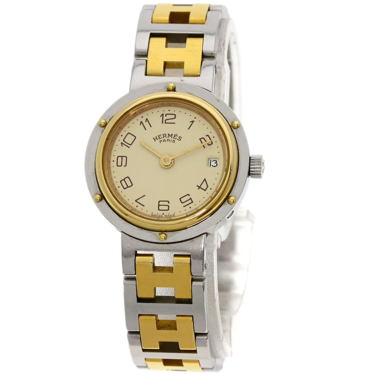 HERMES Clipper Watches Stainless Steel/SSxGP Ladies