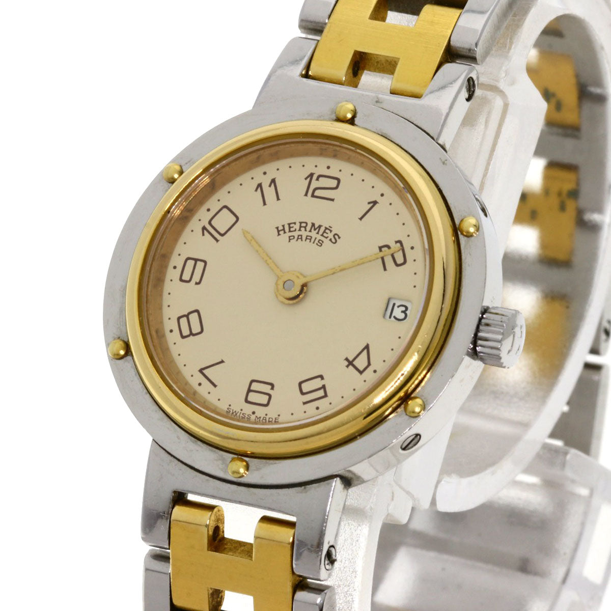 HERMES Clipper Watches Stainless Steel/SSxGP Ladies