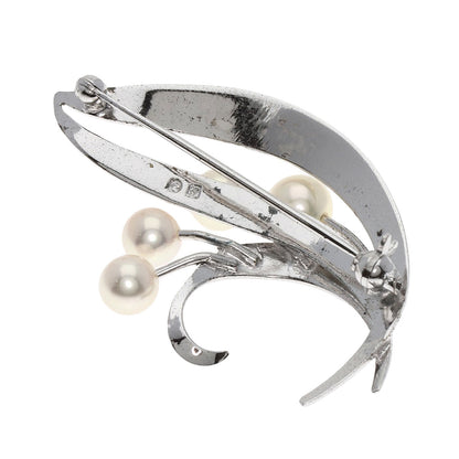 MIKIMOTO Pearl Pearl Brooch Silver Ladies [Used]