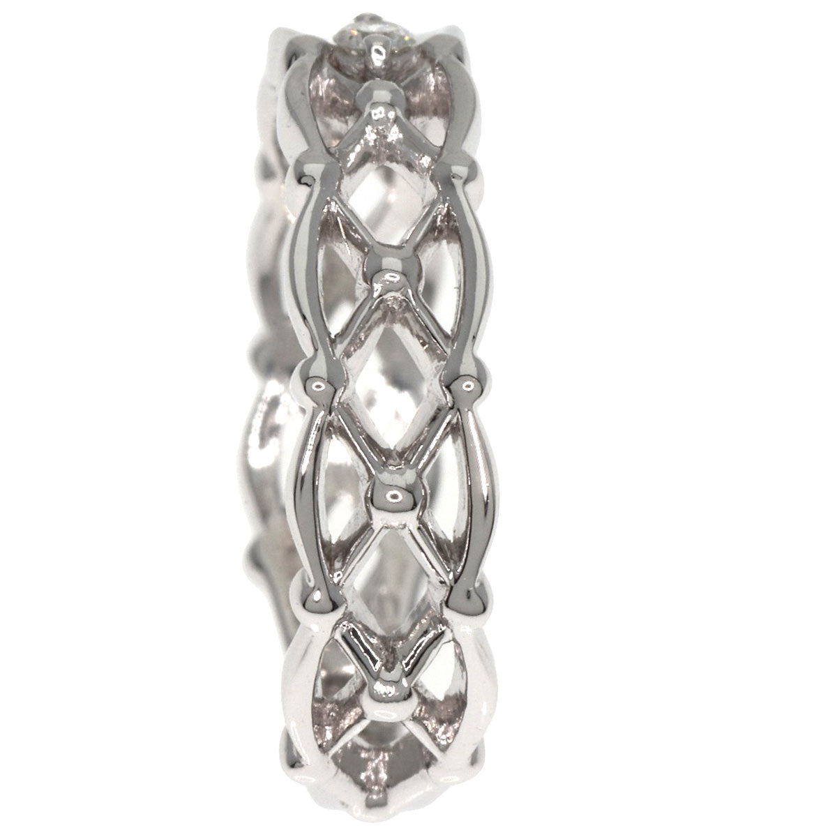 STAR JEWELRY 1P Diamond #7 Ring K18 White Gold Ladies [Used]