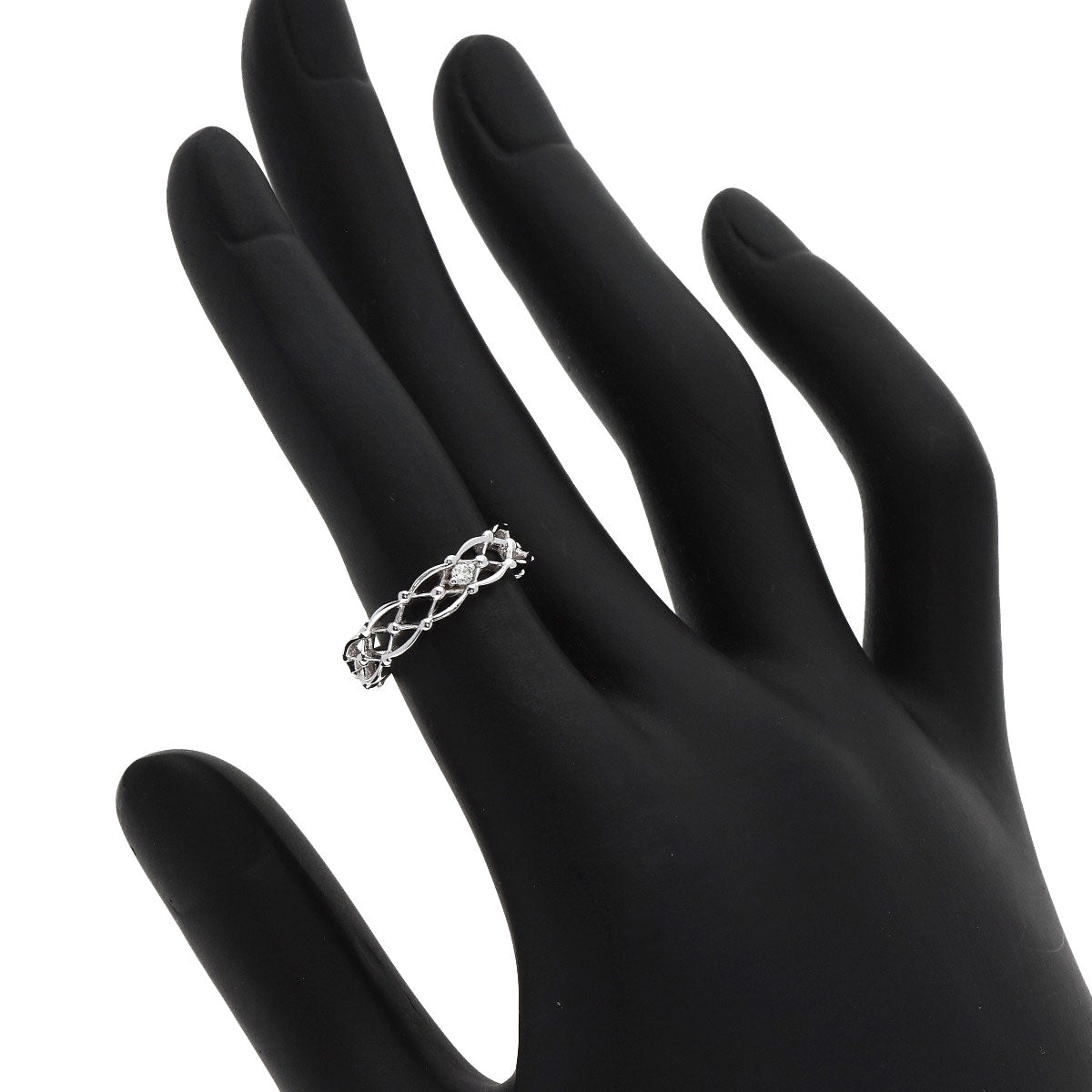 STAR JEWELRY 1P Diamond #7 Ring K18 White Gold Ladies [Used]