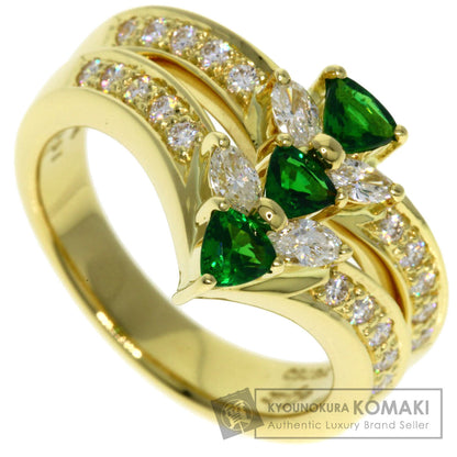 Jeunet Green Grossular Garnet Diamond Ring K18 Yellow Gold Ladies [Used]