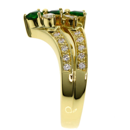 Jeunet Green Grossular Garnet Diamond Ring K18 Yellow Gold Ladies [Used]