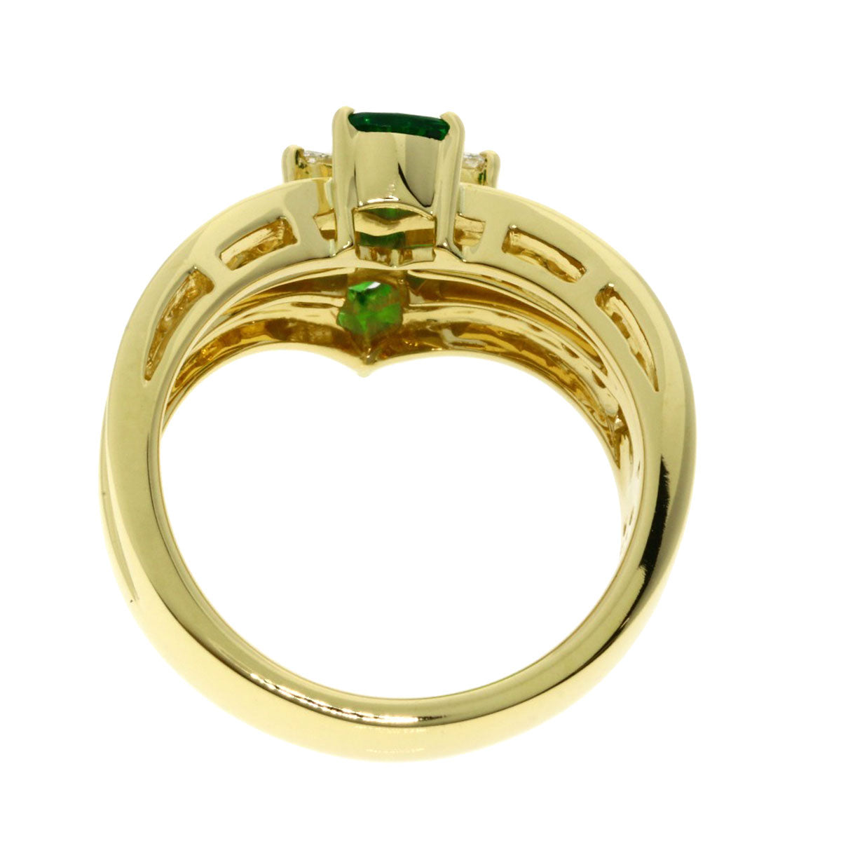 Jeunet Green Grossular Garnet Diamond Ring K18 Yellow Gold Ladies [Used]