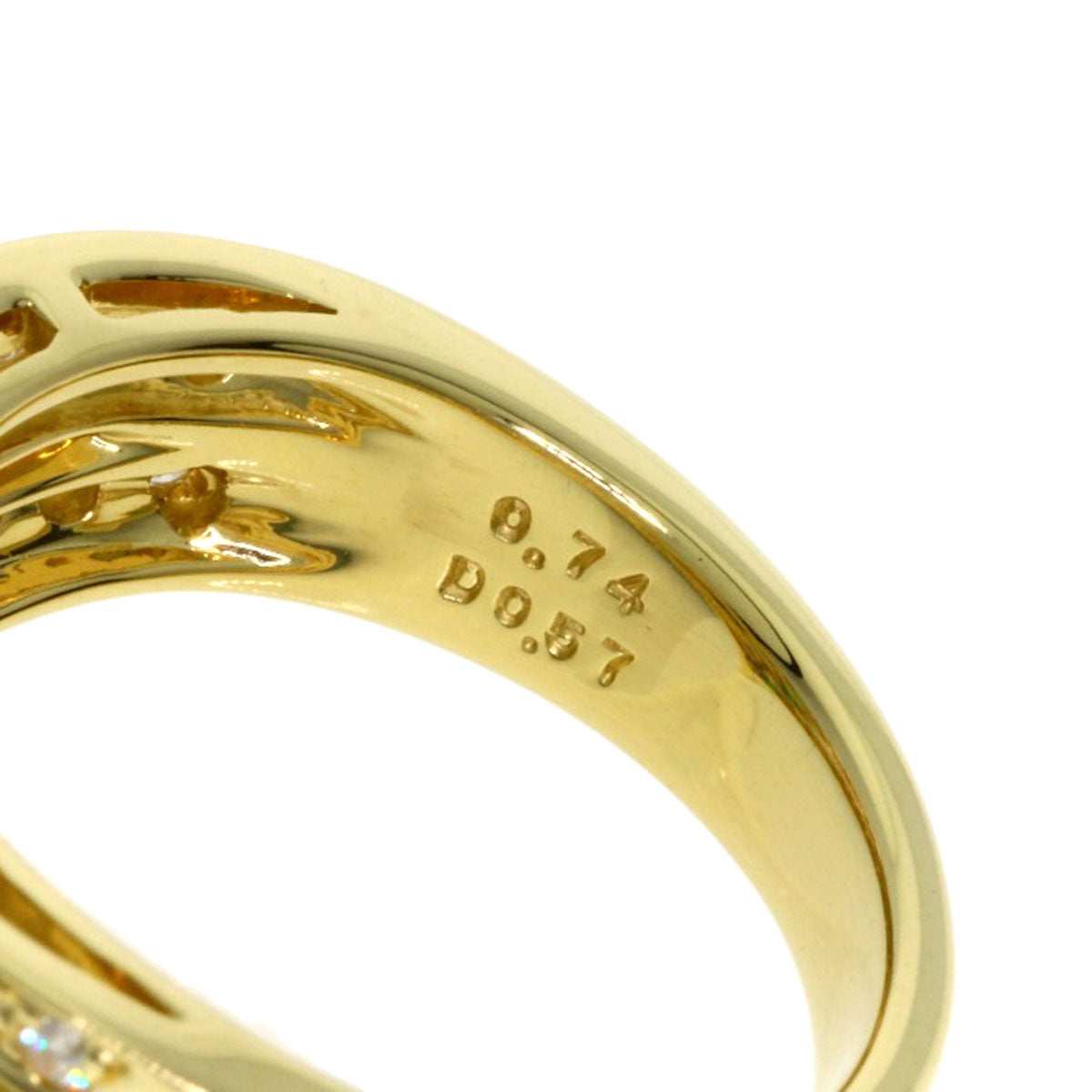 Jeunet Green Grossular Garnet Diamond Ring K18 Yellow Gold Ladies [Used]