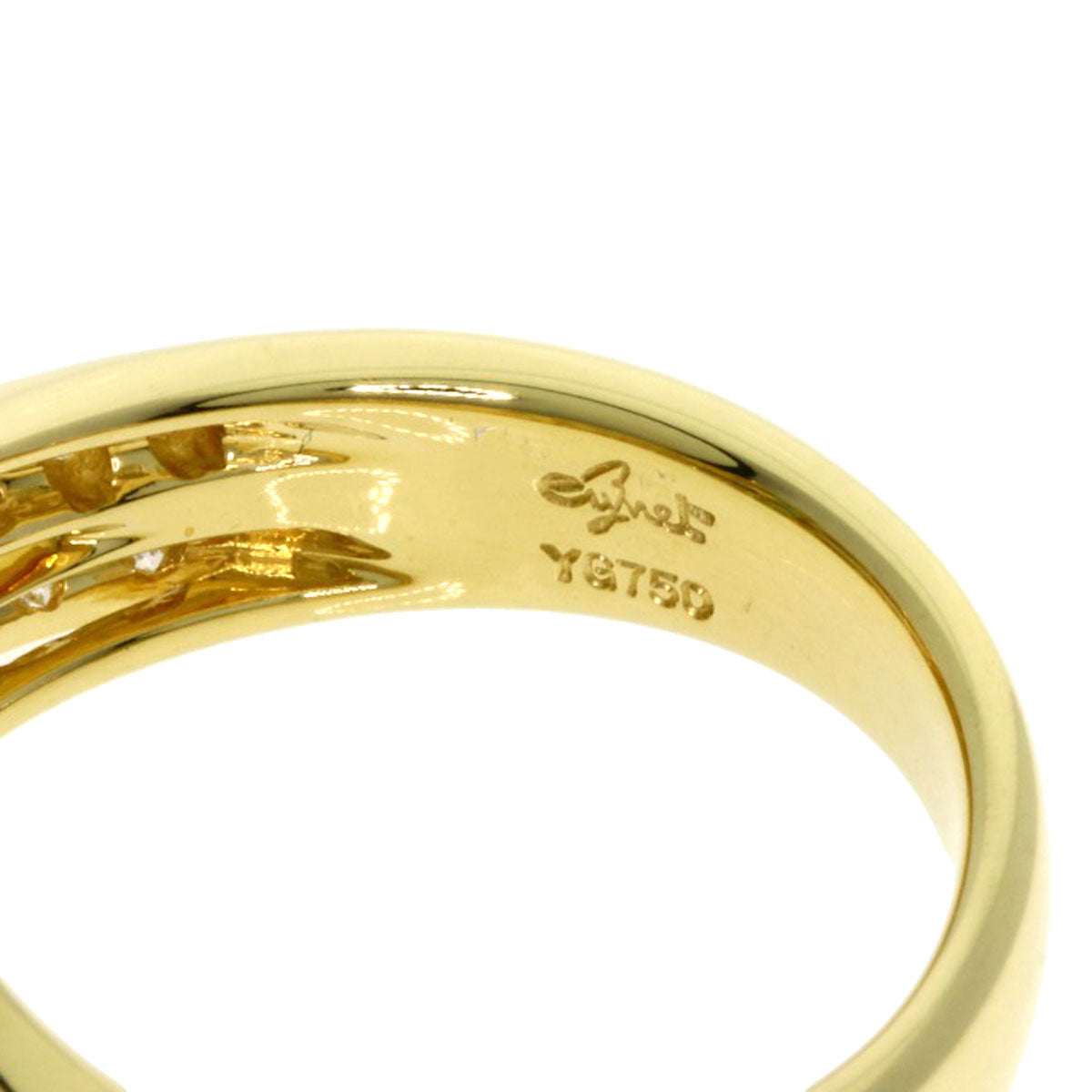 Jeunet Green Grossular Garnet Diamond Ring K18 Yellow Gold Ladies [Used]