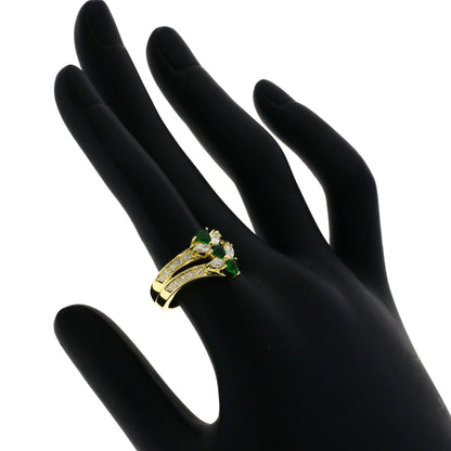 Jeunet Green Grossular Garnet Diamond Ring K18 Yellow Gold Ladies [Used]