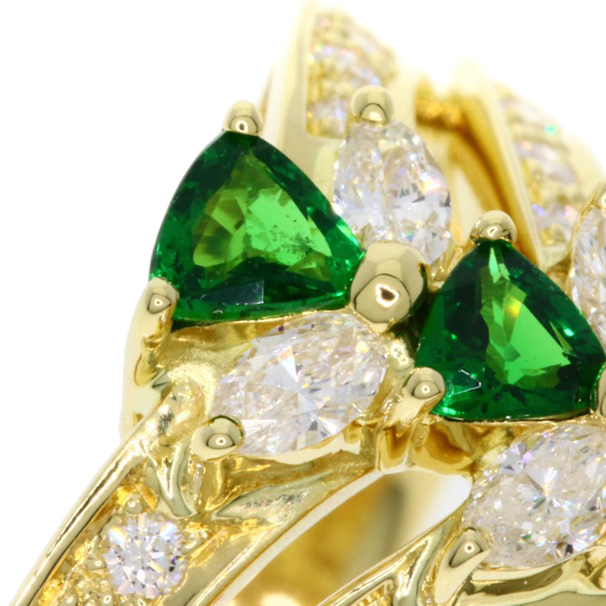 Jeunet   Ring Green Grossular Garnet Diamond K18 Yellow Gold Ladies