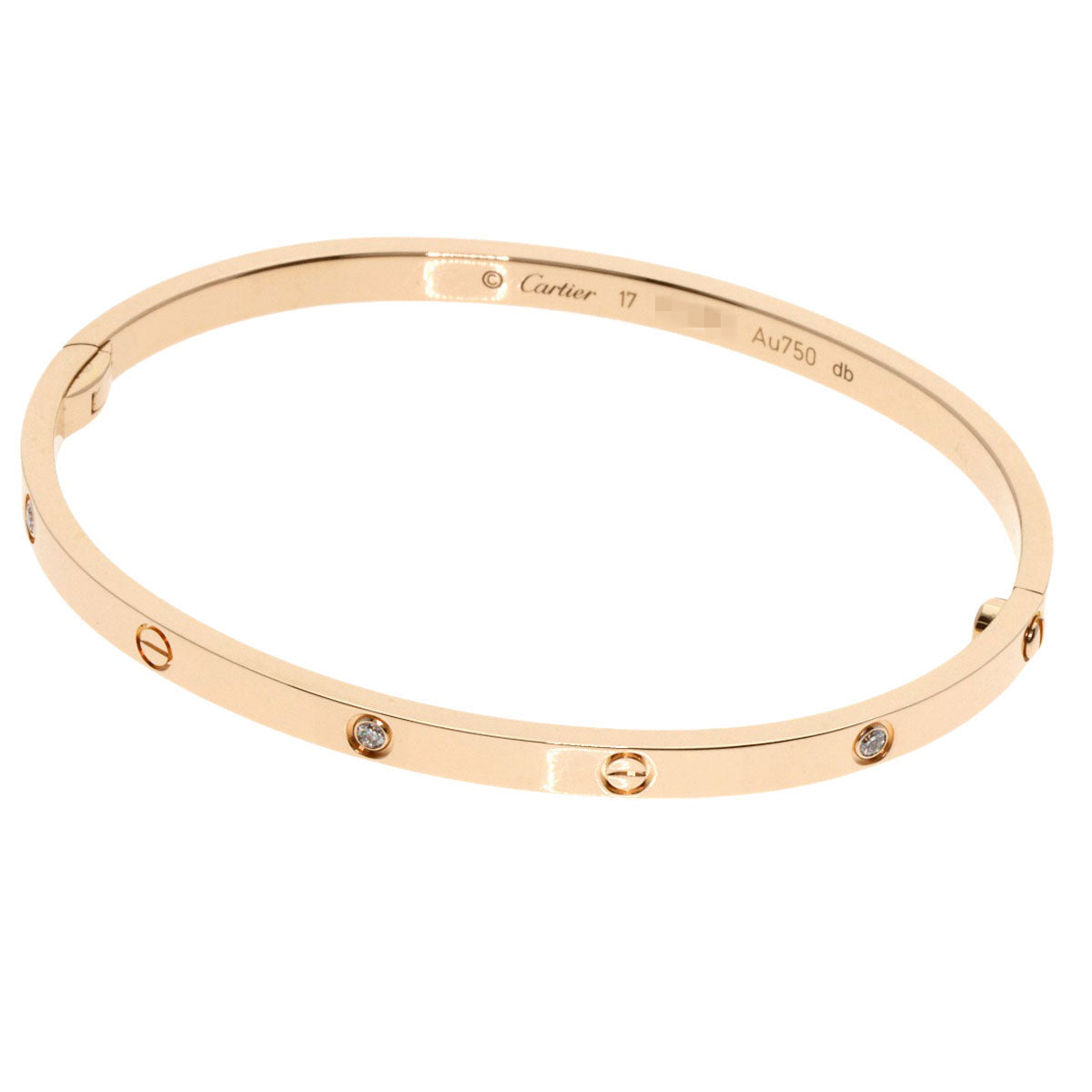 CARTIER   Bracelet LOVE Bracelets SM Half Diamond No Driver #17 K18 Pink Gold Ladies