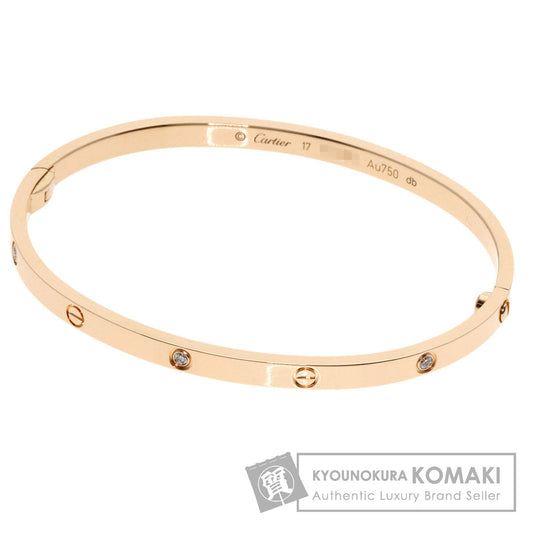 CARTIER LOVE Bracelets SM Half Diamond No Driver #17 Bracelet K18 Pink Gold Ladies [Used]