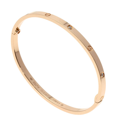 CARTIER   Bracelet LOVE Bracelets SM Half Diamond No Driver #17 K18 Pink Gold Ladies