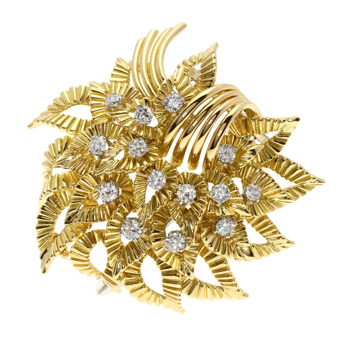 Boucheron Antique Diamond Brooch K18 Yellow Gold Ladies [Used]