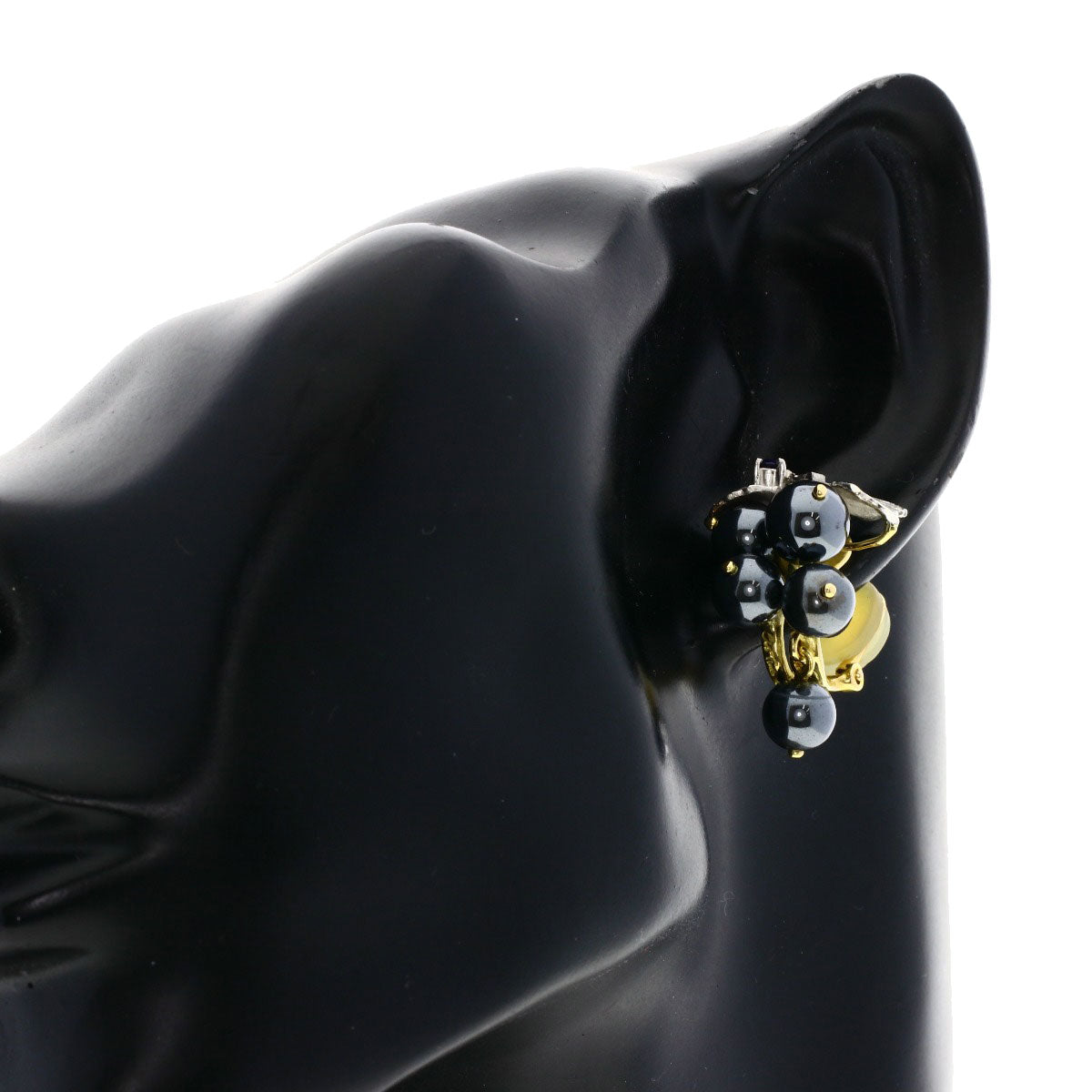 NOBUKO ISHIKAWA Hematite Earring K18 Yellow Gold PT900Ladies [Used]