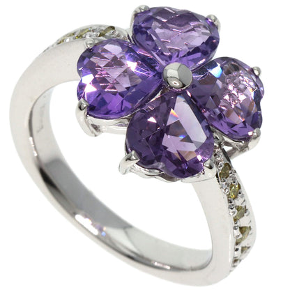 4℃   Ring Amethyst Diamond K18 White Gold Ladies