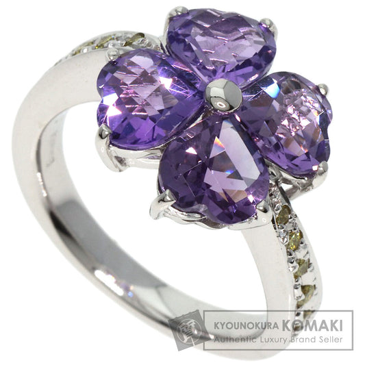 4℃   Ring Amethyst Diamond K18 White Gold Ladies