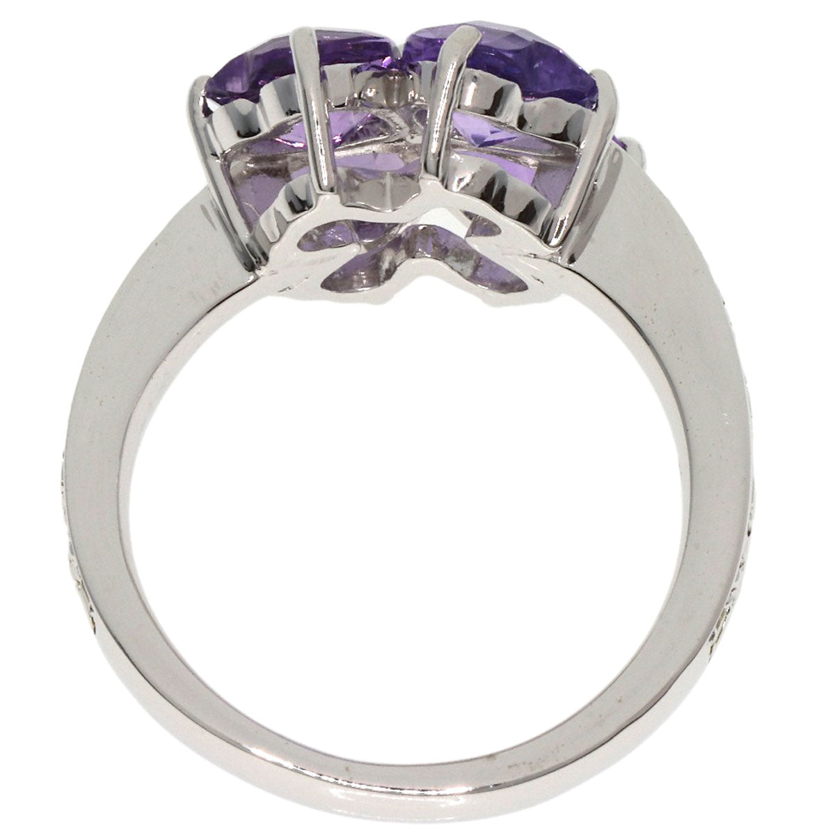 4℃   Ring Amethyst Diamond K18 White Gold Ladies