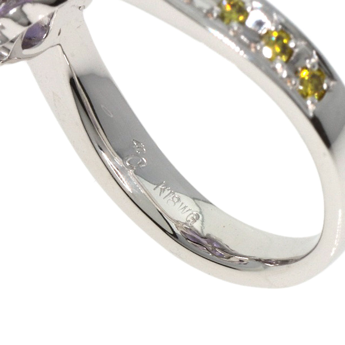 4℃   Ring Amethyst Diamond K18 White Gold Ladies