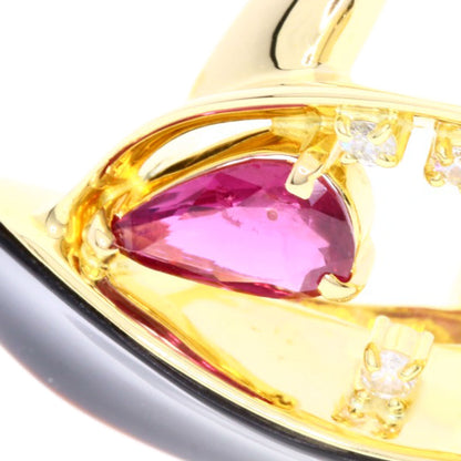 0.8ct Ruby Diamond Chalcedony Coloring Ring K18 Yellow Gold  9.25g　Ladies