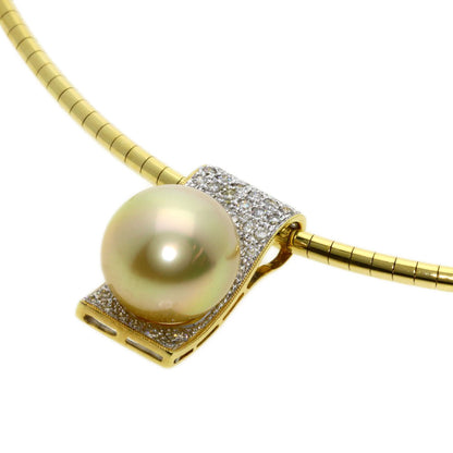 0.52ct Pearl Pearl Diamond Necklace K18 Yellow Gold  22.1g　Ladies